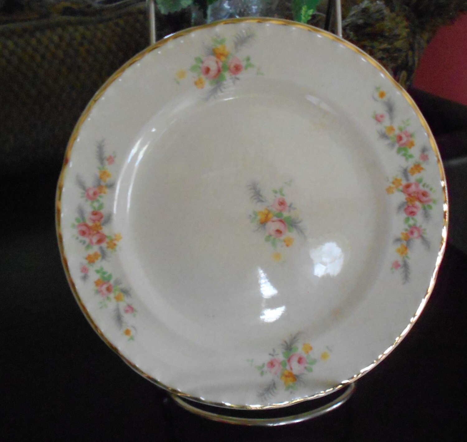 Vintage Crooksville China Dessert Plate CRO26 Pink by vjscandles