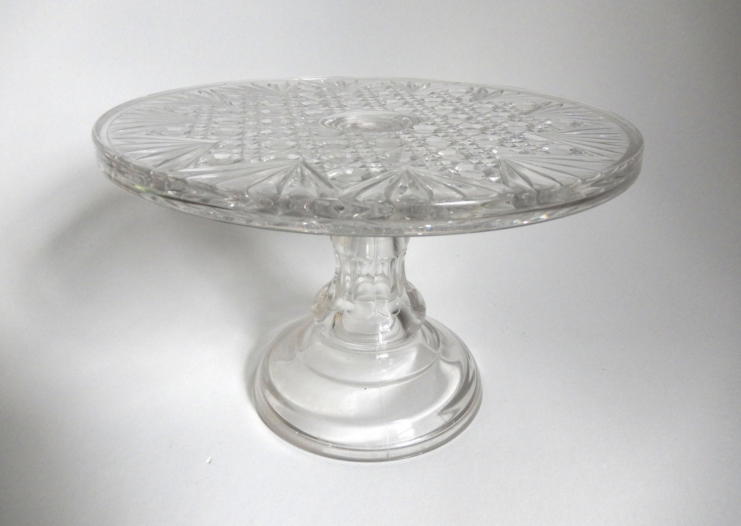 Antique Cut Glass 9.25″ wide Cake Stand Haute Juice