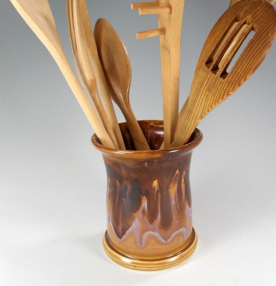 Ceramic kitchen utensil holder pottery by WillowTreePottery