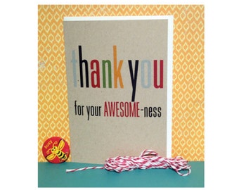 Thank You Note Cards - Thank You Awesomeness - Thank You Set - Thank You Notes - Kraft Cards - Kraft Thank You Notes