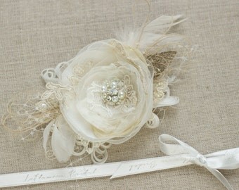 Lace Bridal hair piece, Bridal hairpiece, Wedding headpiece, Bridal hair flower, Wedding hair accessories