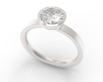 Sterling Silver Bezel Solitaire Engagement Ring