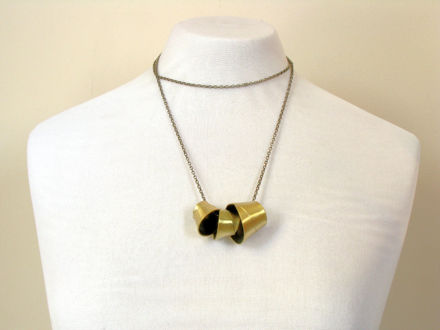 Brass Bell NecklaceContemporary NecklaceGold Pendant