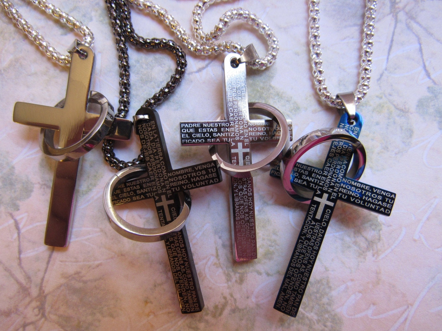 Clearance Item Cross with a Ring around it Necklace Four to