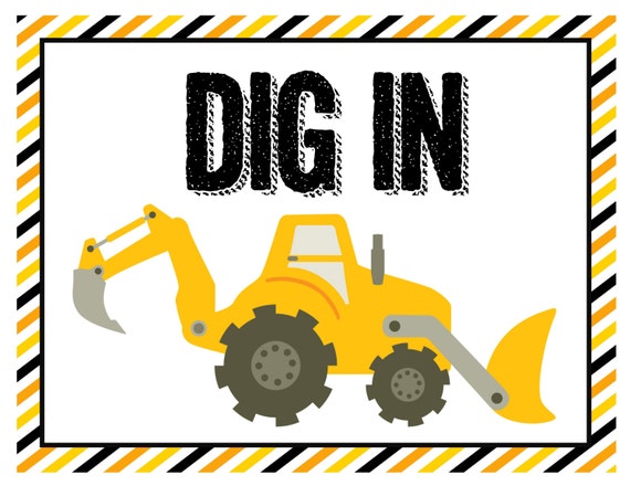 construction birthday party poster sign printable by