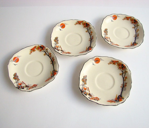 J & G Meakin Sylvania Pattern English Saucers Art Deco