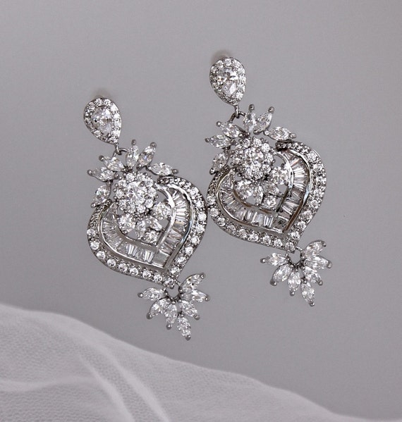 Crystal Chandelier Earrings Bridal Earrings CLIP ON or POST