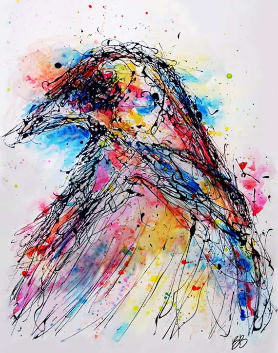 Drip Crow Original Abstract Drip Painting 24x18
