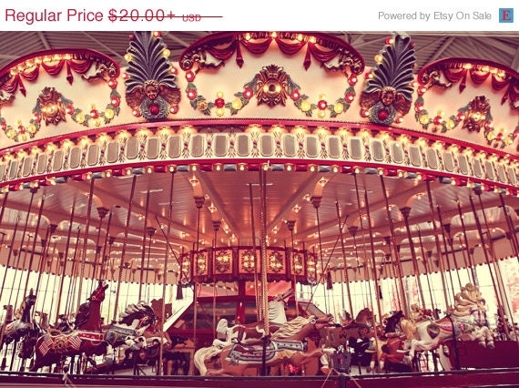 FLASH SALE The Carousel One Photo Print, Nursery Decor, Carnival Prints, Horses, Carnival Art, Interior Design