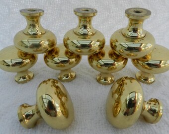 Nine Vintage Solid Brass Drawer Pulls