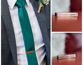 Personalised Skinny Tie Bar, Skinny Tie Clip, Groomsmens Gift, Men's Accessories Gift, Copper