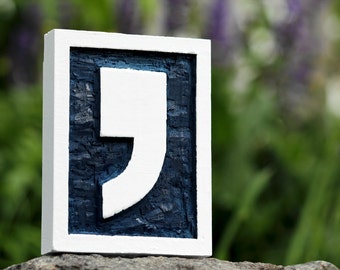 Oxford comma wooden sign hand carved punctuation wall art grammar decor teacher gift