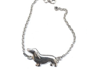 Dachshund Bracelet - Sterling Silver ID Style Bracelet