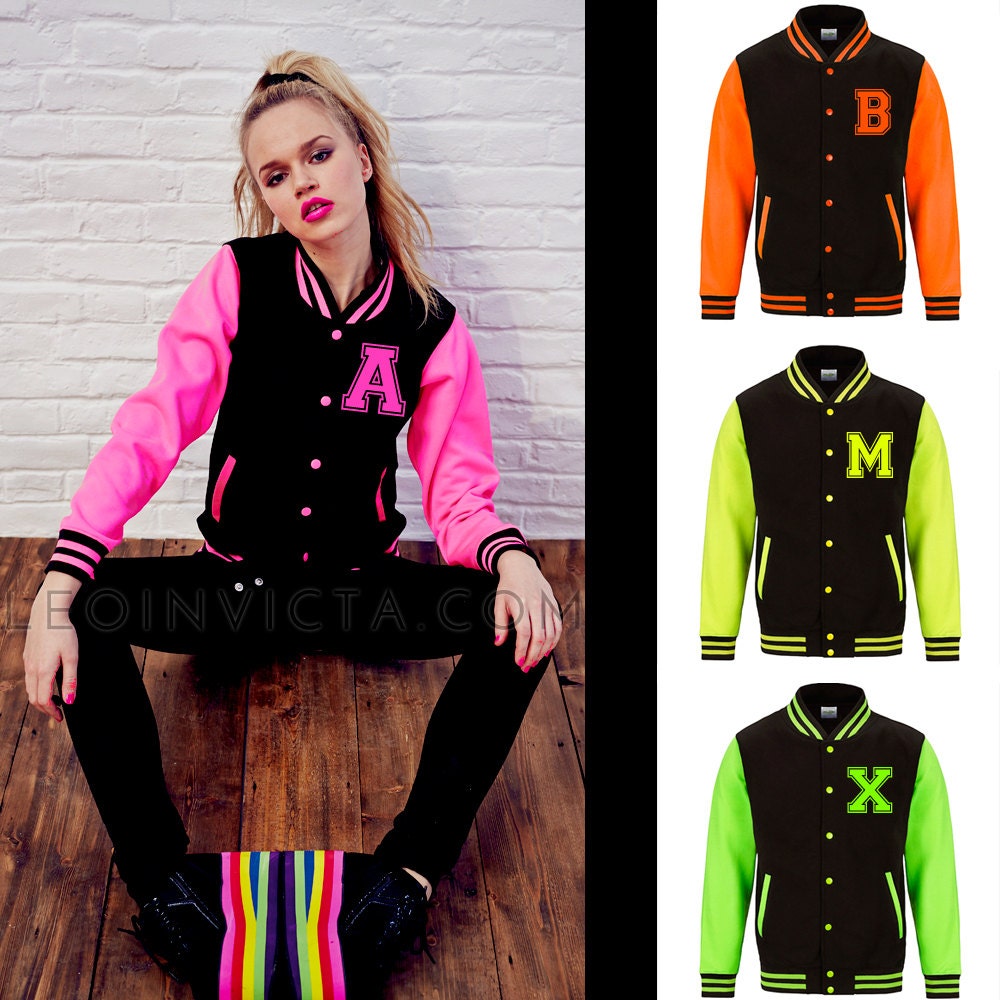 Custom Neon Varsity Jacket FREE Shipping by LeoInvicta on Etsy