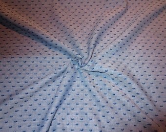 Chambray Blue Pure Cotton Dotted Swiss Lawn Fabric--By the Yard