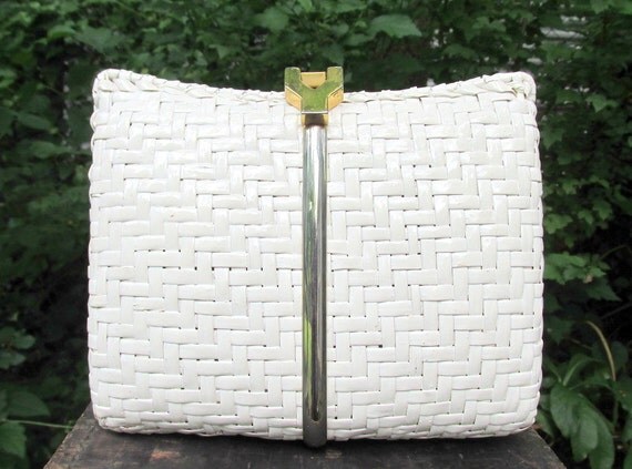 Vintage RODO Straw Clutch Purse White Wicker Vintage 1960s