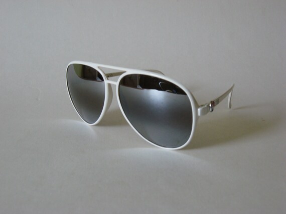 I SKI Lites white plastic aviator sunglasses with mirrored