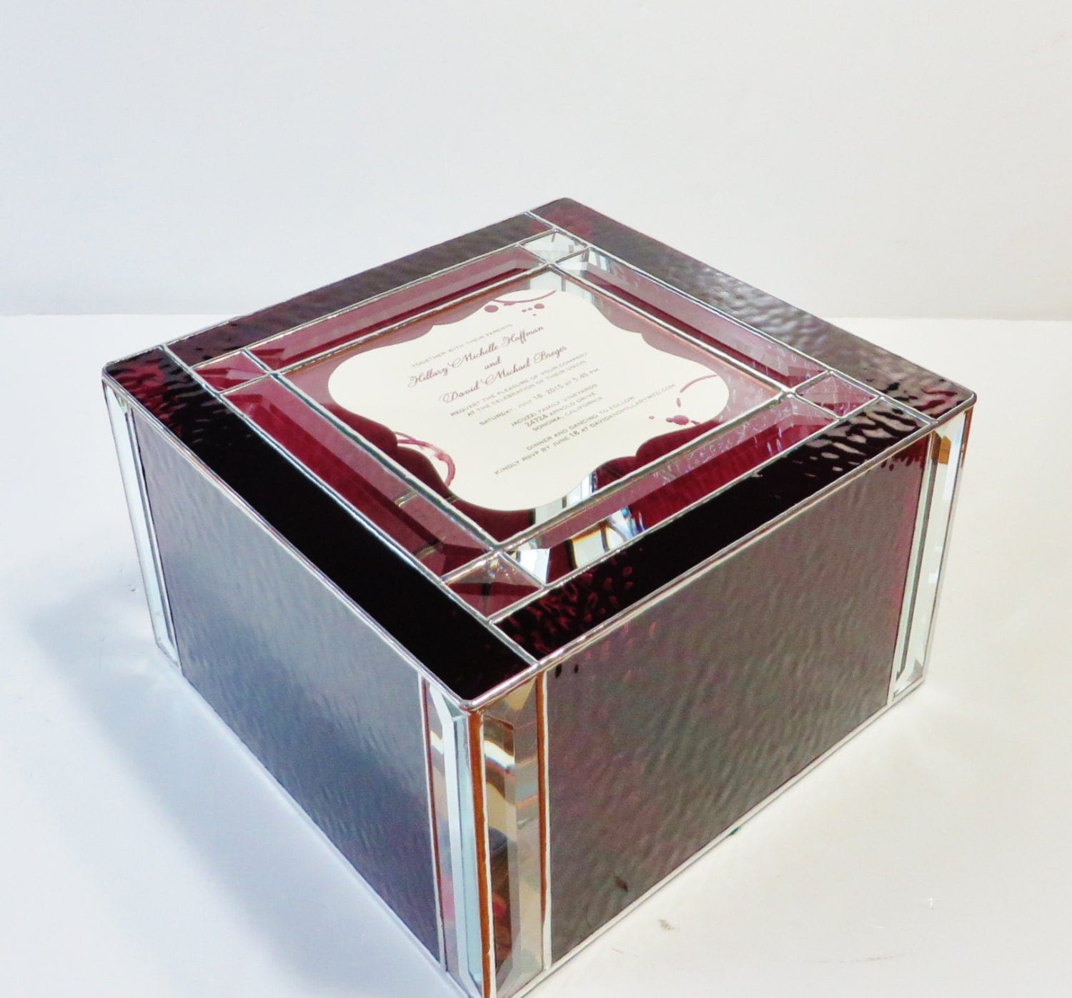 Elegant Stained Glass Wedding Invitation Keepsake Box