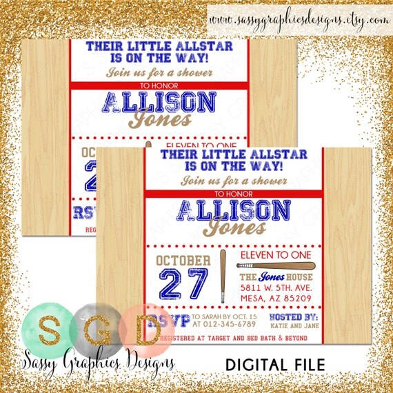 boy sports shower invitation theme baby wording Baby shower invitation, invite Shower Baby Baseball Boy Invite, Shower