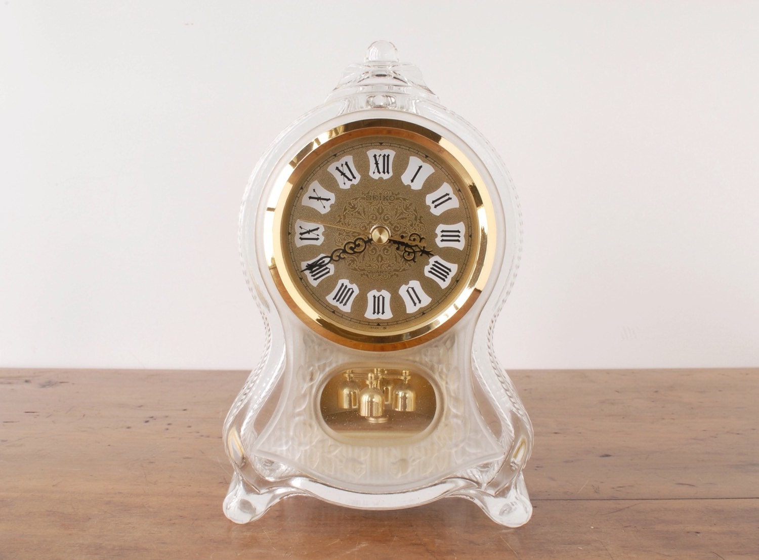 Vintage Seiko crystal glass clock 1970s Japanese table clock