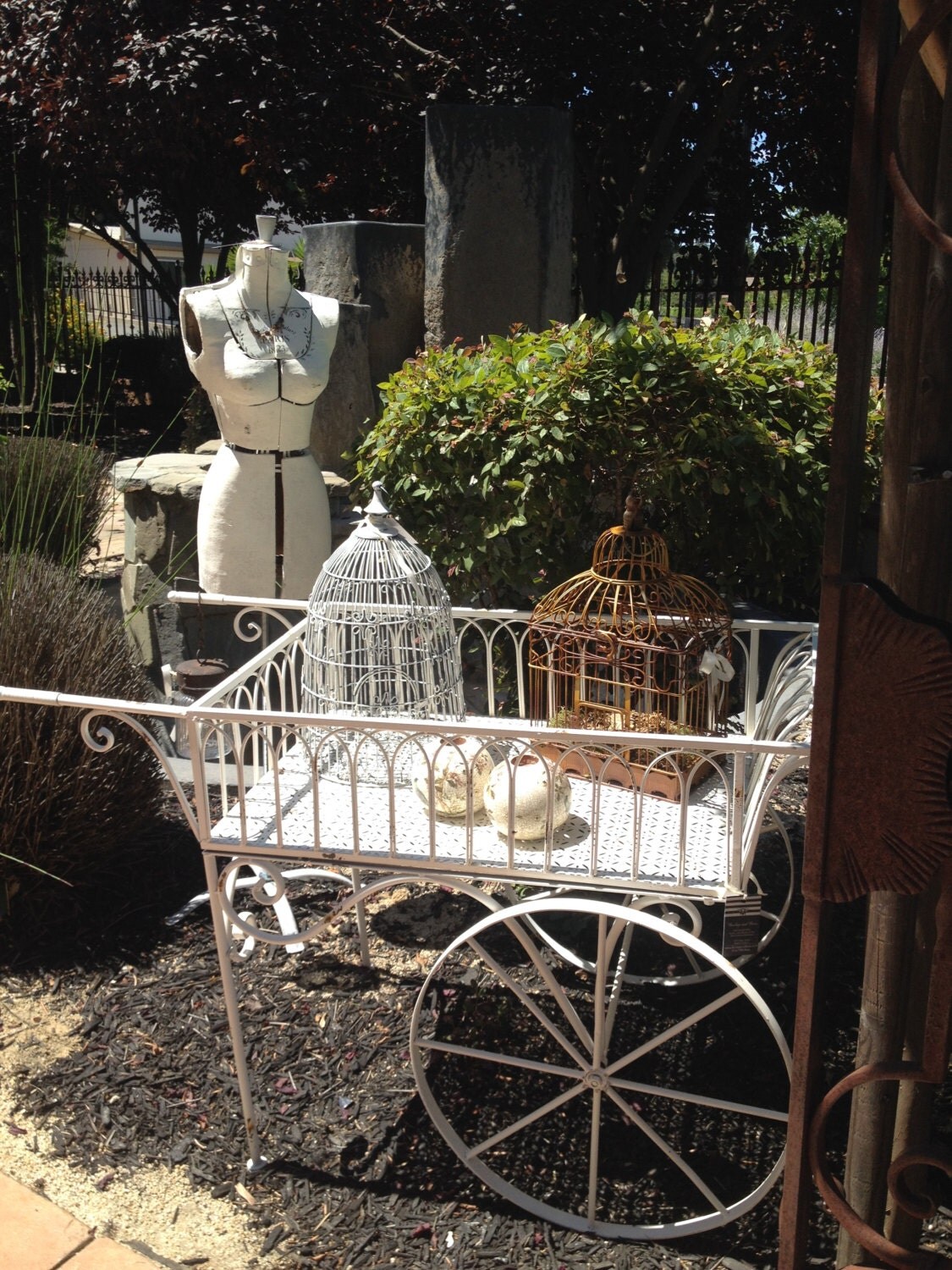 White Vintage inspired Garden Cart