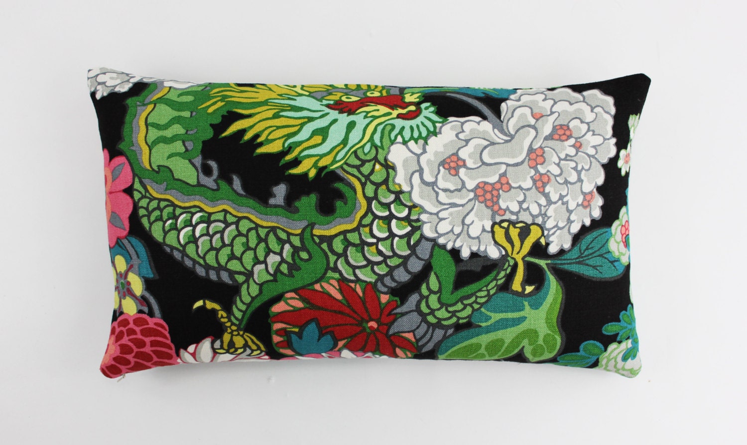 Schumacher Chiang Mai Dragon Custom Pillows Both Sides Shown