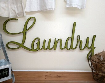 Rustic Laundry sign shabby chic wall hanging home decor photo prop cottage farmhouse primitive gift distressed aged style personalized