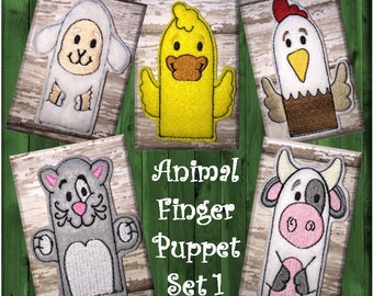 In The Hoop Felt Animal Finger Puppet Embroidery Machine Design Set 1