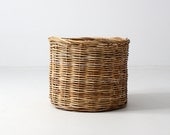 Vintage Woven Basket, Large Hamper Basket