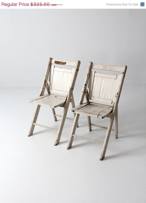vintage wood folding chairs pair white slat chairs by 86home