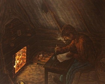 CIVIL WAR Print Relic Union Confederate Art Drawing Painting Writing Home by Dennis Short