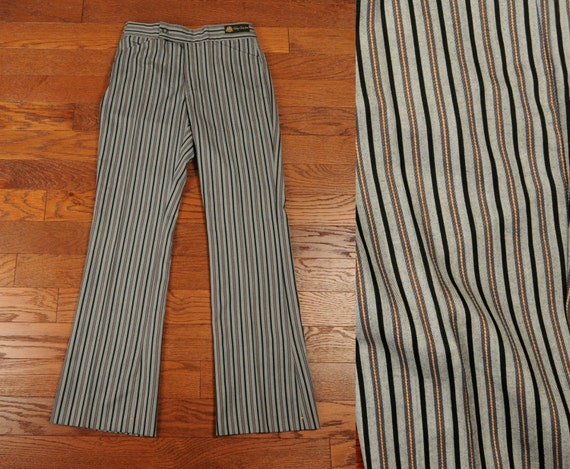 mens pants vintage 60s mod striped straight leg flare trousers