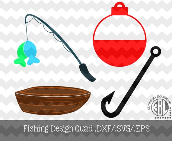 Fishing Design Quad .DXF/.SVG/.EPS Files for use with your