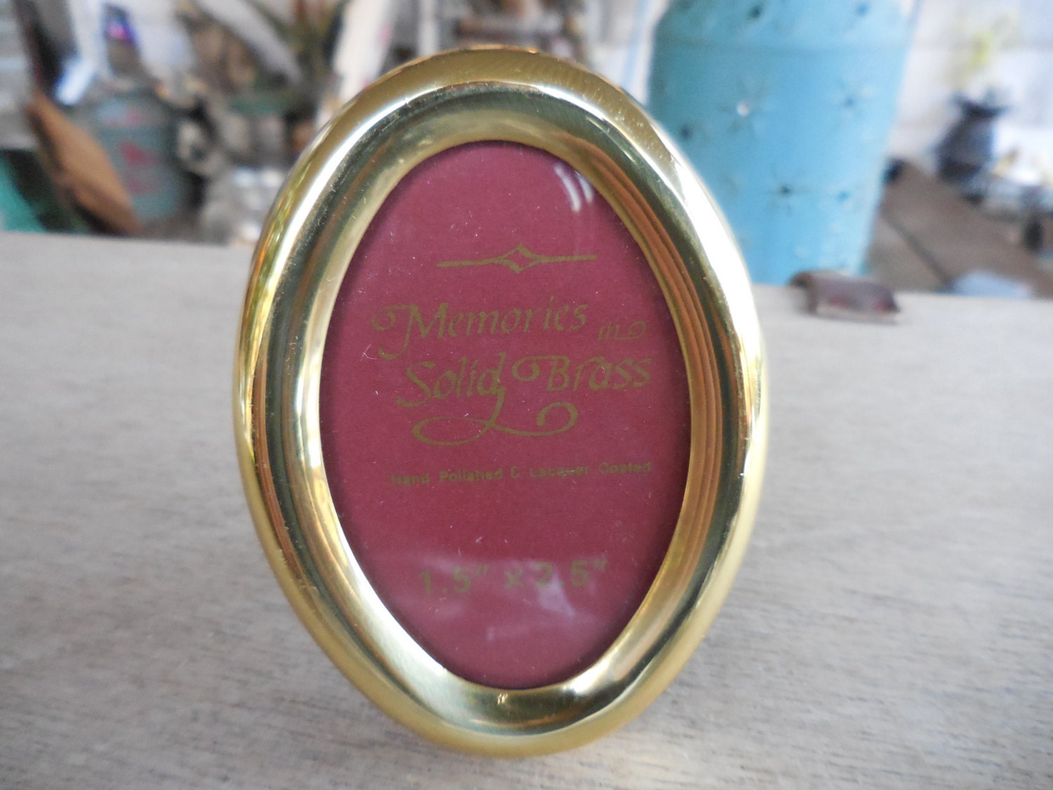 Vintage Solid Brass Oval Picture Frame Small Tiny Metal 1980s
