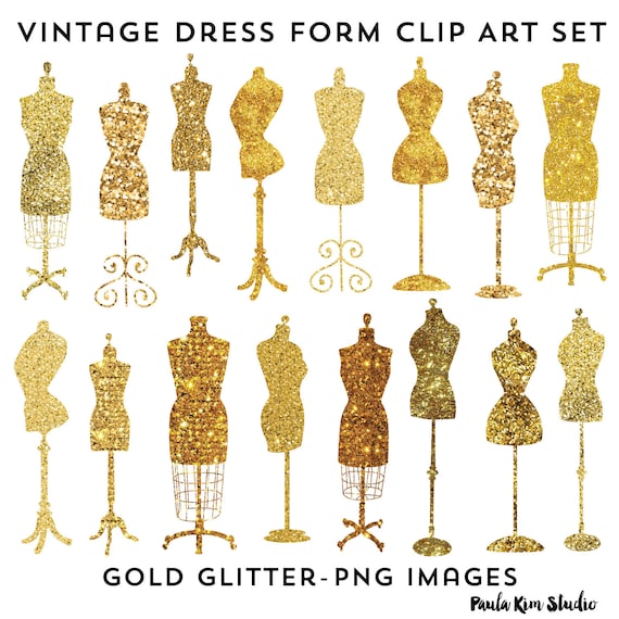 Vintage Dress Form Clip Art Fashion Party Theme Invitation Clipart Gold Glitter Instant Download Vintage Dress Form Clip Art Fashion Party Theme Invitation Clipart Gold Glitter Instant Download