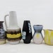 SALE // 5 Vintage German Vases in Blue White and Yellow Shades VEB Haldensleben Strehla