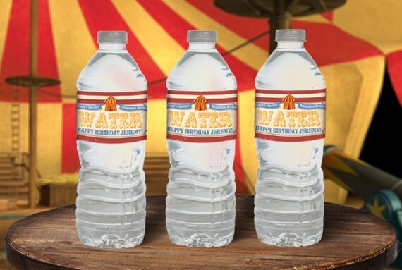Vintage Circus Water Bottle Labels - INSTANT DOWNLOAD - Editable & Printable Birthday Party Decorations by Sassaby Il_570xn