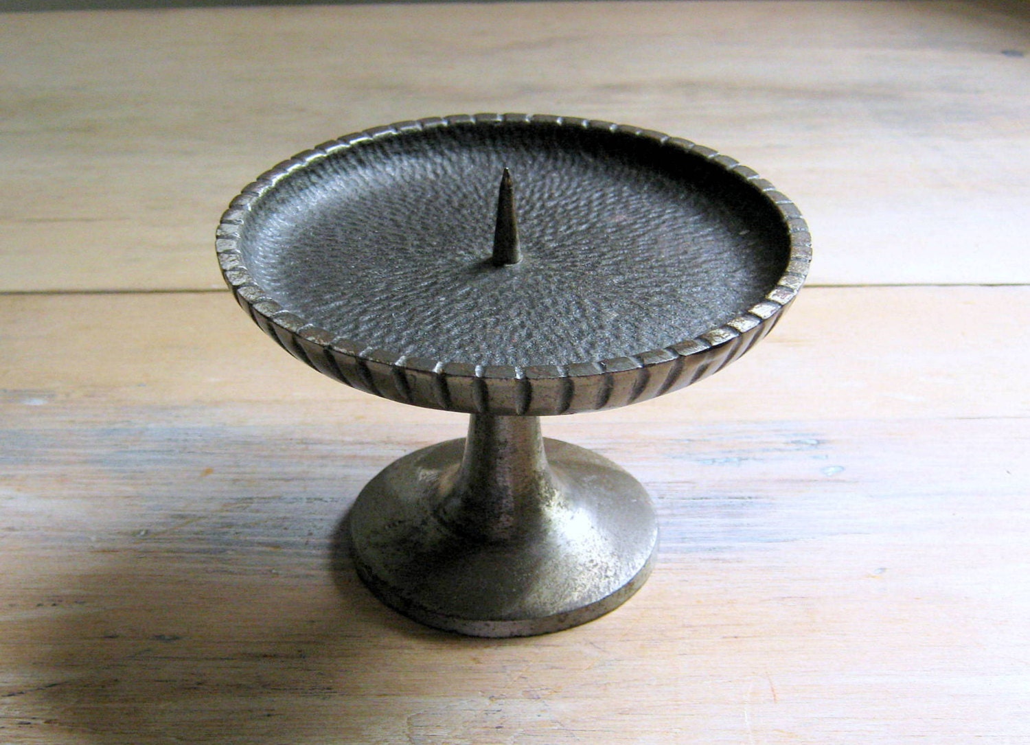Vintage Cast Iron Pedestal Pillar Candle Holder Mid Century