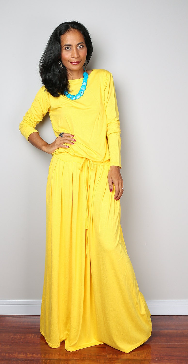 Yellow Maxi Dress Long Sleeve Yellow dress MODEST