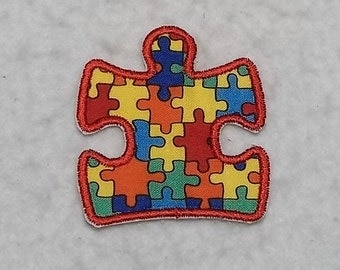 Autism Awareness Puzzle Piece MADE to ORDER - Choose COLOR and Size - Tutu & Shirt Supplies - Fabric Iron on Applique Patch p 6151