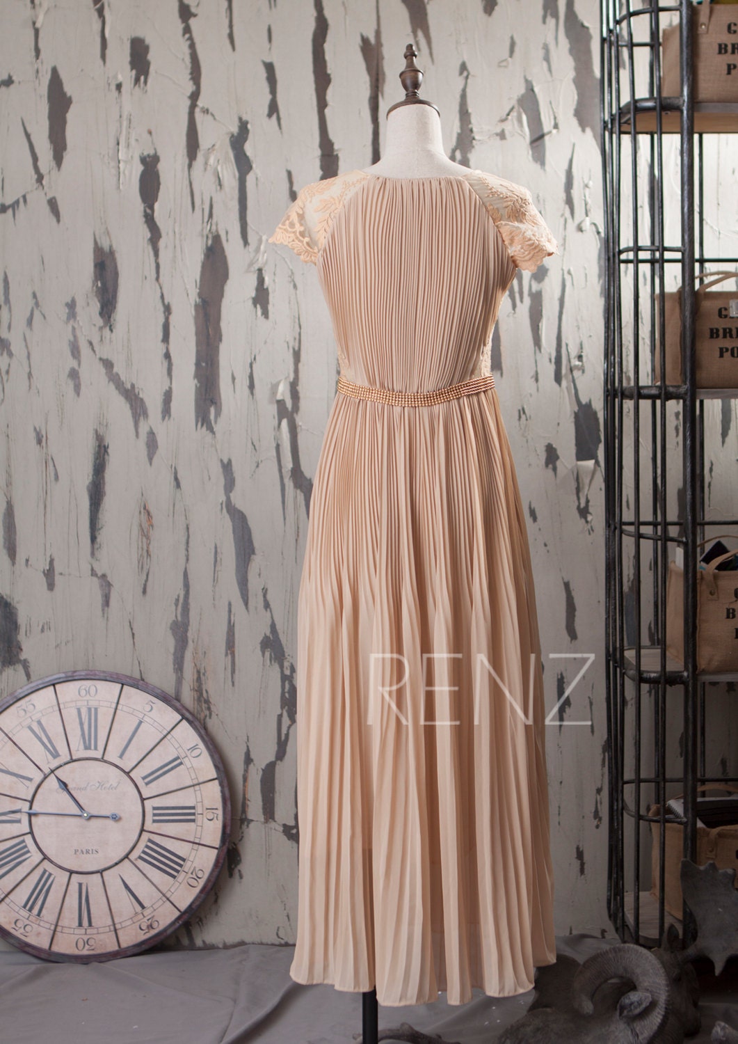 2017 Beige Chiffon Bridesmaid Dress Long Fairy Dress Wedding