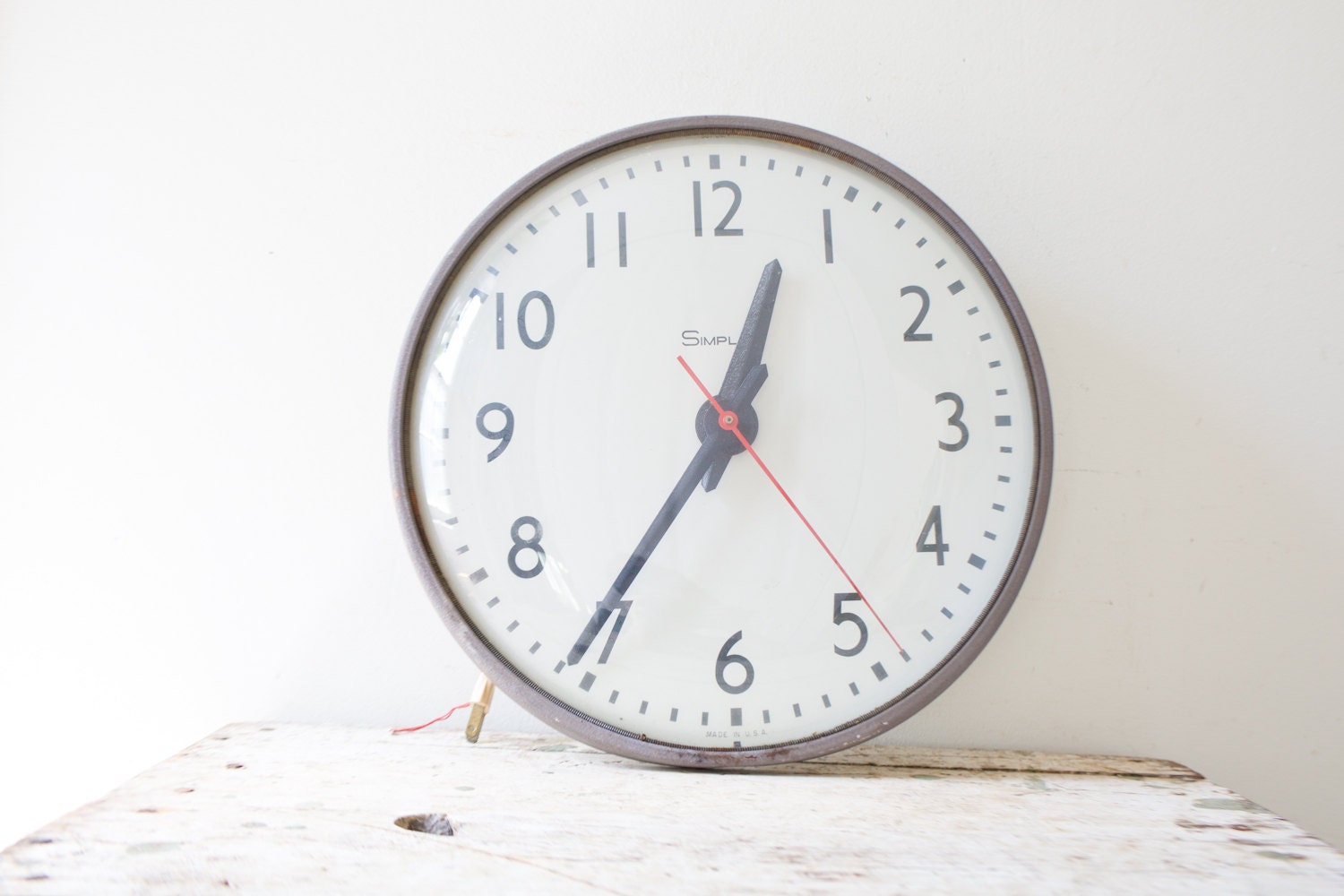 Vintage School Clock Brown Vintage Classroom Wall by whiskyginger