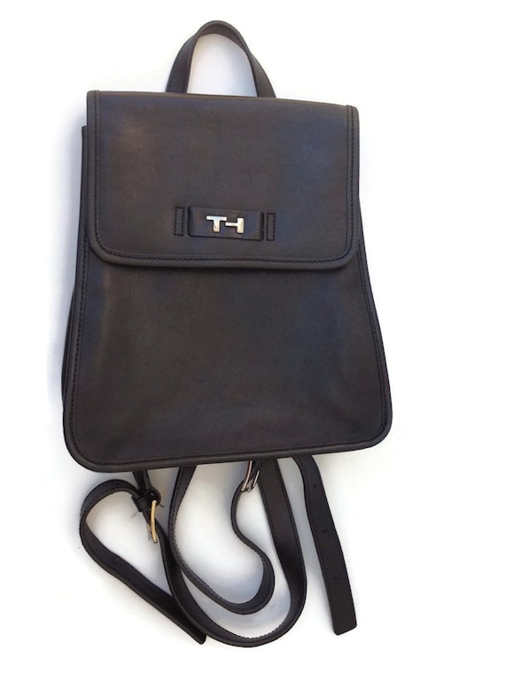 Black Leather Tommy Hilfiger Mini Backpack