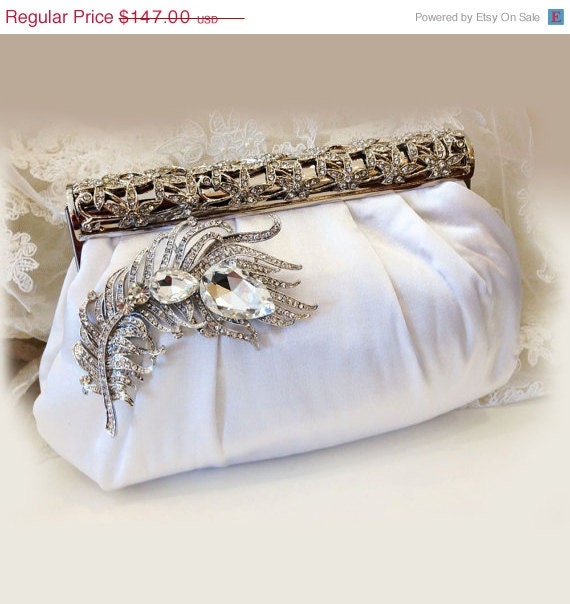 Bridal clutch, Victorian evening bag, White clutch, wedding clutch ...