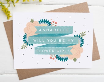 Will You Be My Flower Girl? - Be my flower girl card - Personalised flower girl Card - Flower Girl Proposal Card