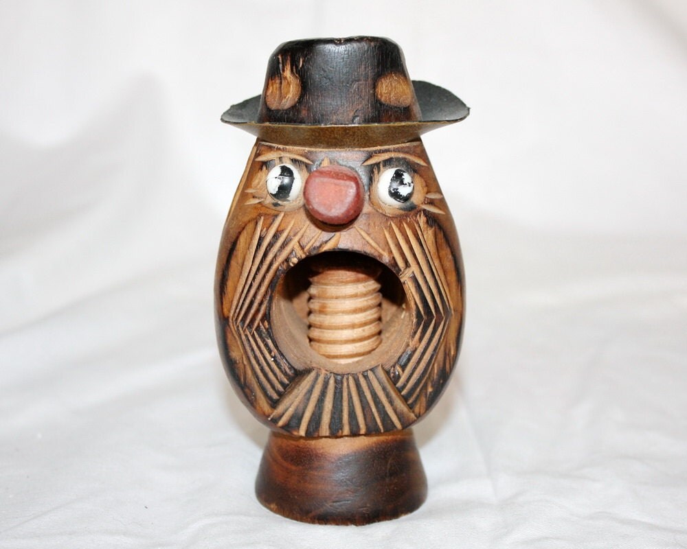 Nutcracker Hand Carved Wood Vintage Screw Type by EmeliasCupboard