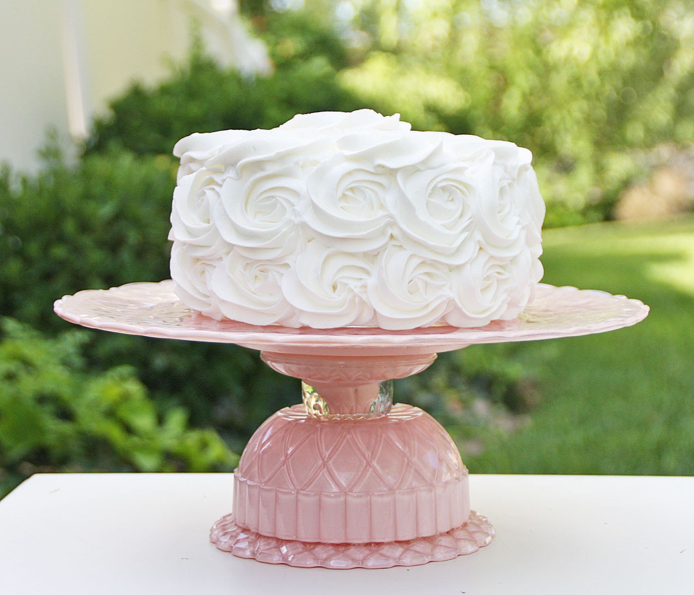 Cake Stand / Cupcake Stand Soft Pink Shabby Chic by RedEggBoutique