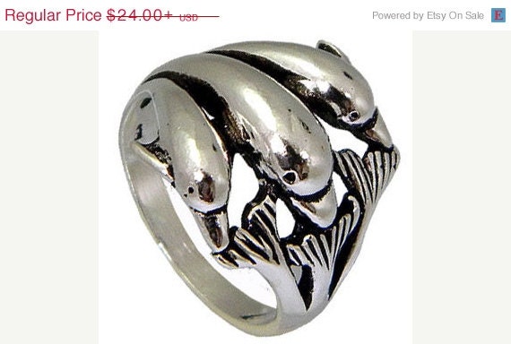 Discount Sale Three Dolphin Sterling Silver Ring
