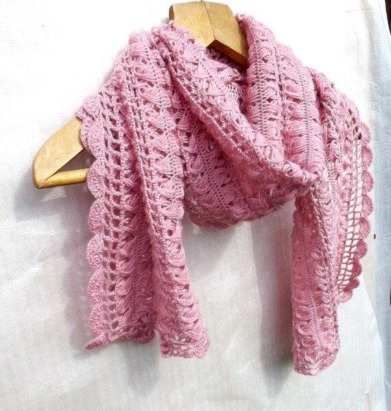 Crocheted Pink Scarf Crochet Lace Shawl By Peonijahandmadeshop 6816