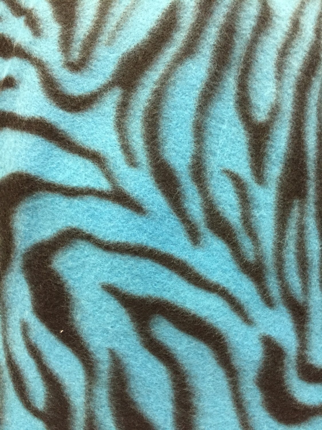 Zebra Animal Print Fleece Fabric Teal Blue by the yard